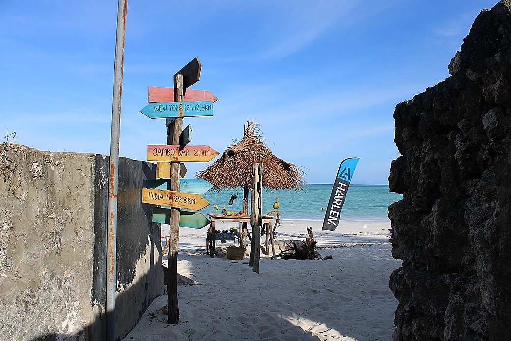 Beachside dining table in Paje, Zanzibar